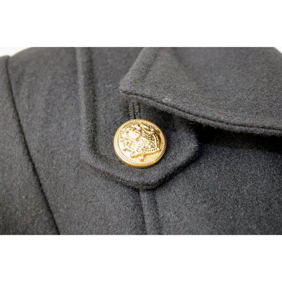 GUESS Black Wool Winter Dress Coat Gold Belt - Picture 7 of 13
